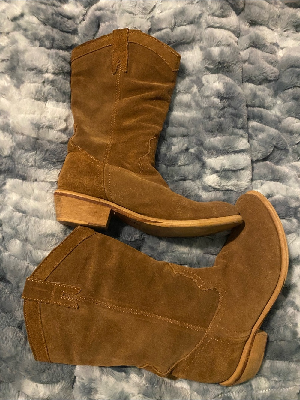 Aldo Brown Suede Mid-Calf Cowboy Boots